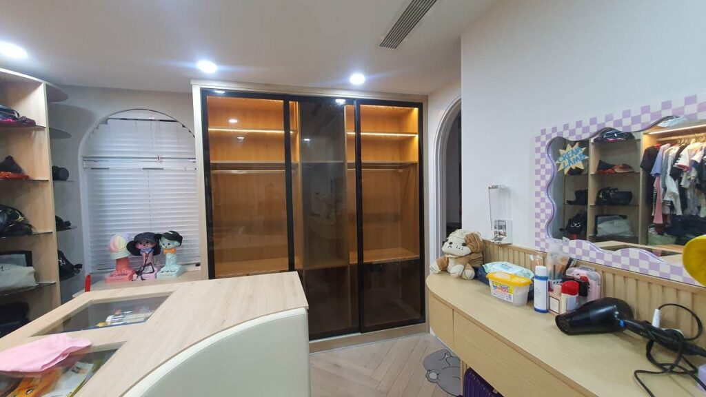 Tủ áo gỗ mdf cánh kính cửa lùa