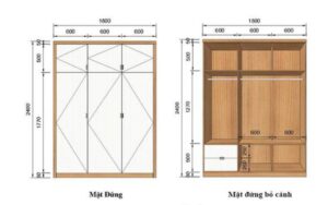 kích thước tủ áo cánh kính